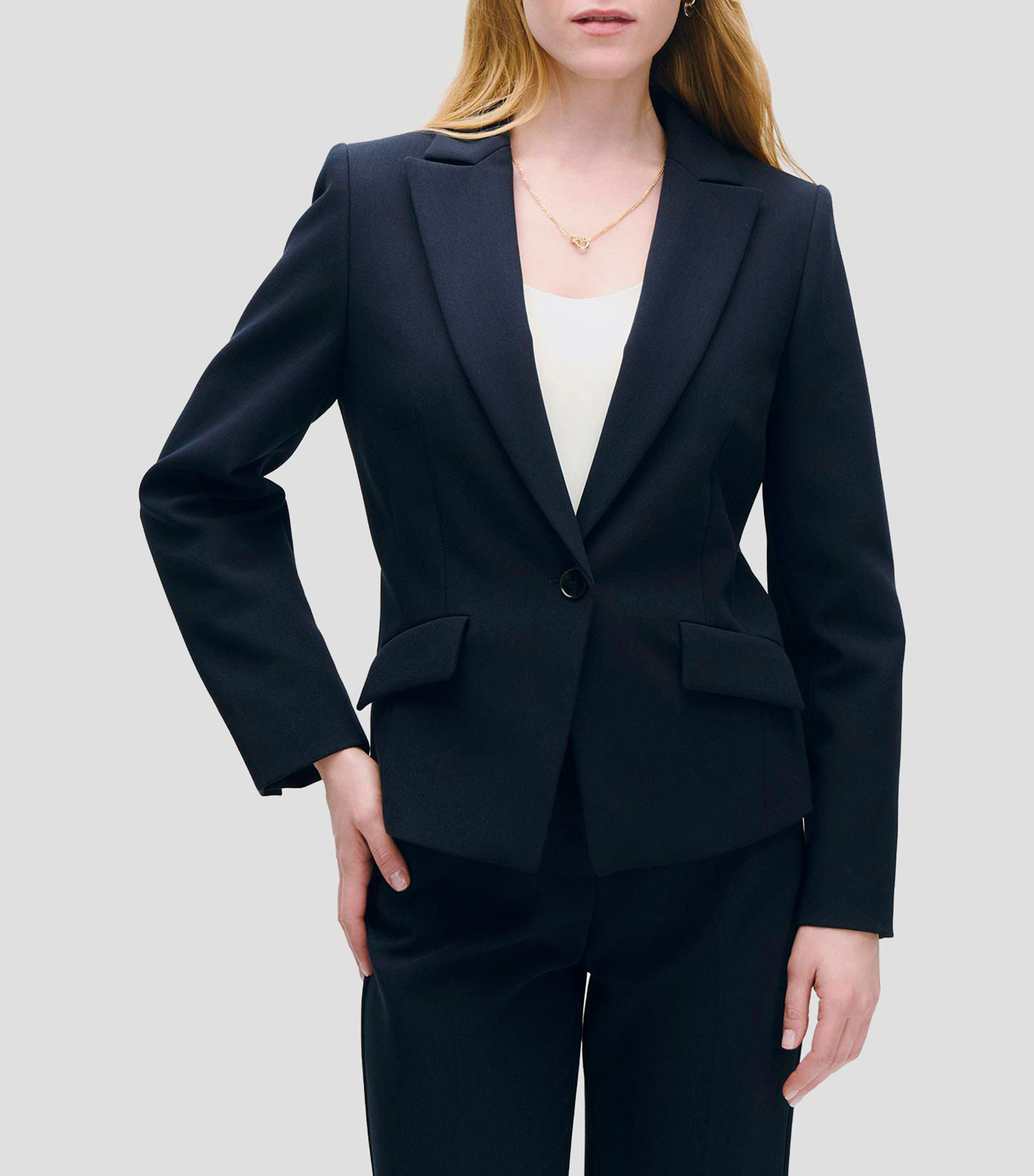 Blazer Azul Marino Corte Francés Solapa de Pico Mujer